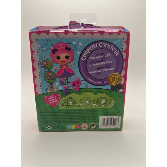 Lalaloopsy Mini Doll Confetti Carnivale with Mini Pet Cat, 3" New Hot Pink - Picture 2 of 4